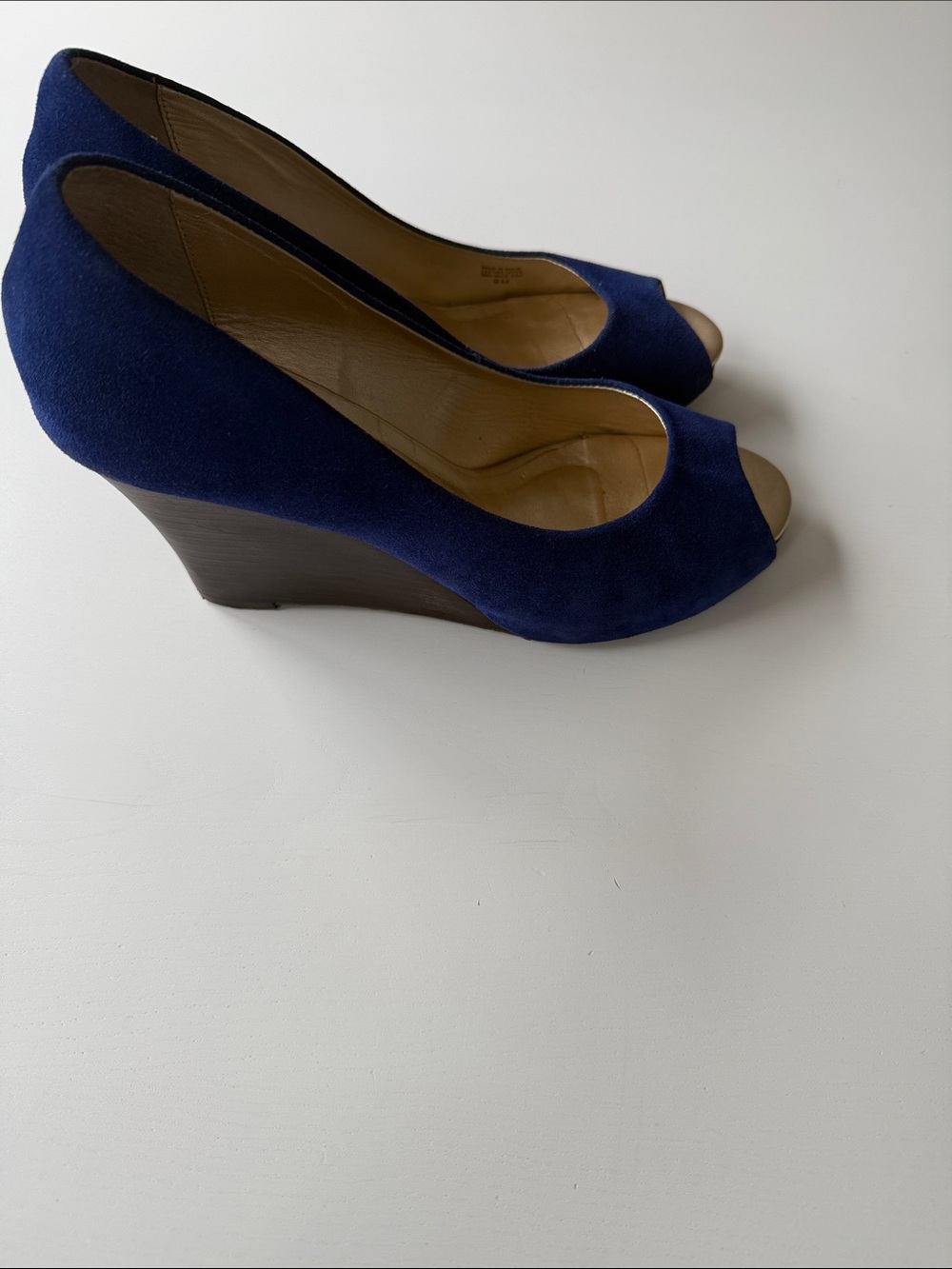 Lilly Pulitzer Navy Suede Peep-Toe Wedge Heels